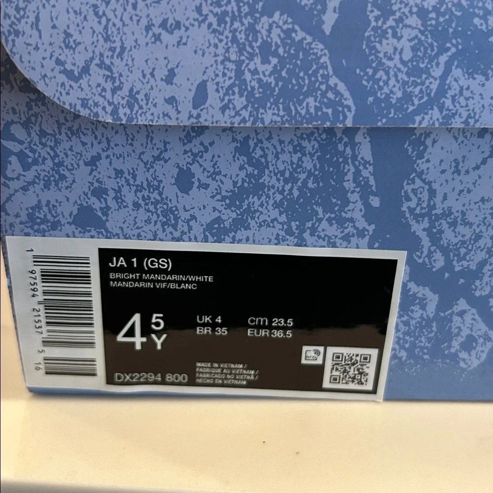 Nike Ja 1 'Water‎ Battle' Blue Orange Sneakers Size 4.5Y DX2294-100 w/Box